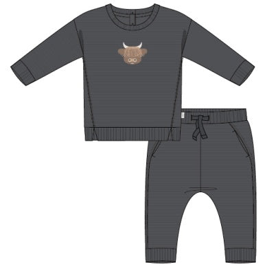 2PC SET: SWEATSHIRT + LEGGINGS KNIT-GREY DK.