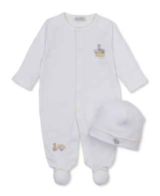 footie w/ hat set- Noahs Journey