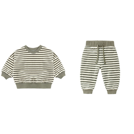 VELOUR RELAXED SWEATSUIT SPRUCE STRIPE
