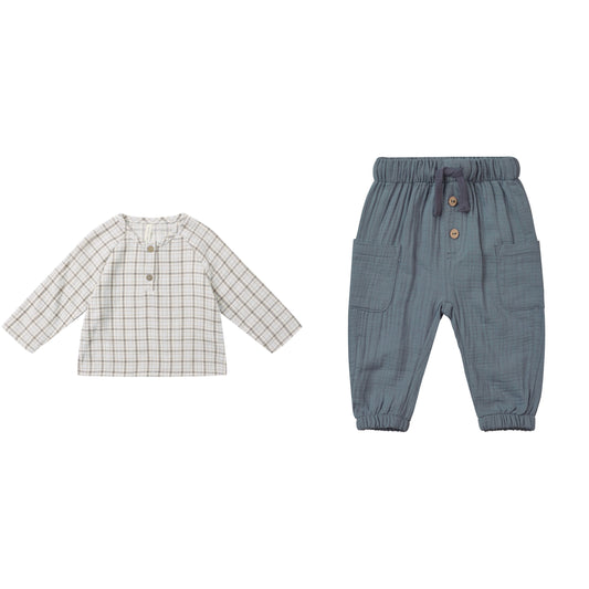 Boys Pant Set Ocean Plaid