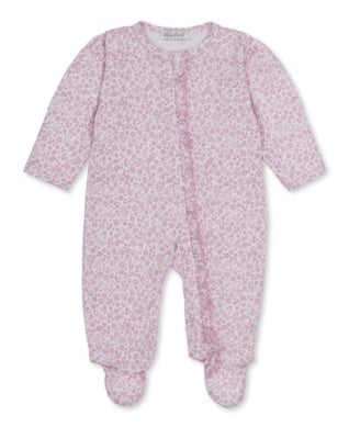 footie w/ zip prt - fall blooms pink