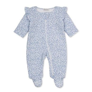 jacquard prt footie w/ zip - fall blooms blue