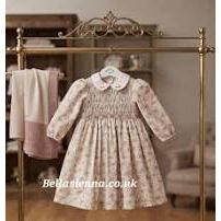 Ivory & Pink Floral Hand Smocked Dress