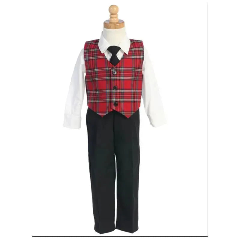 Boys Plaid Vest and Pant Set