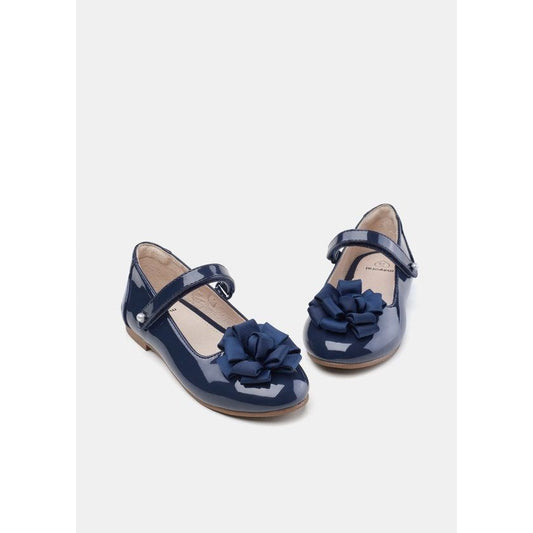 Patent leather flower mary jane shoes for girls