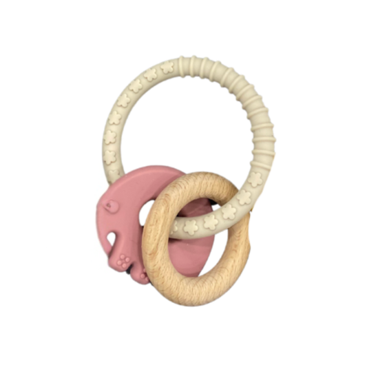 Pink Elephant Ring Teether – A Sensory Staple