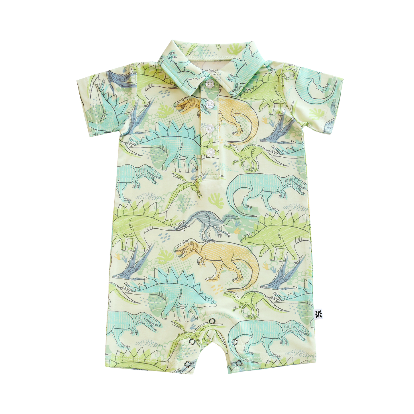 Polo Romper - Neon Dino
