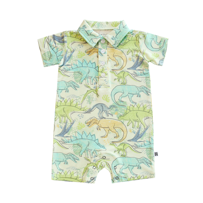 Polo Romper - Neon Dino
