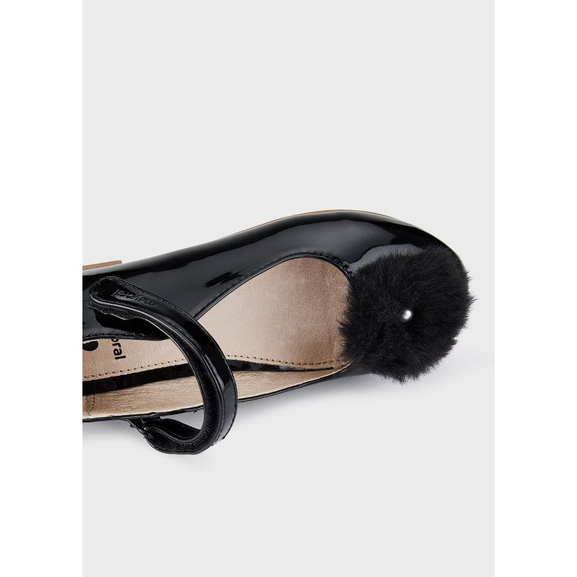Pom pom mary janes sustainable leather girl