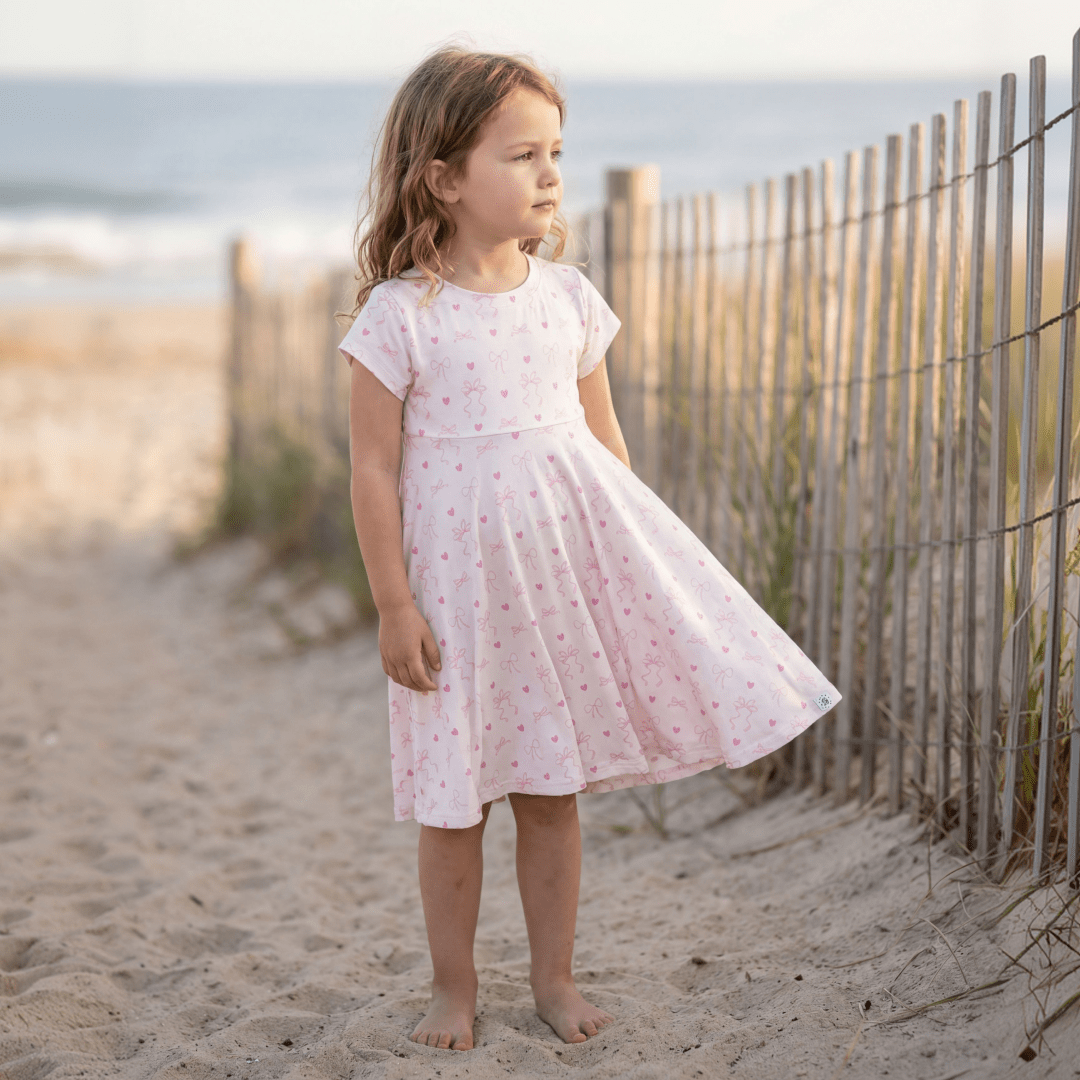 Precious Bows Cap Sleeve Swirly Girl Dress