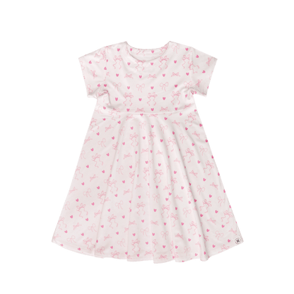Precious Bows Cap Sleeve Swirly Girl Dress
