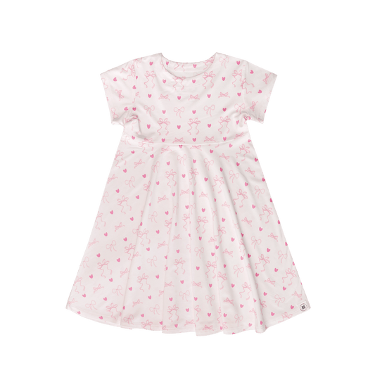 Precious Bows Cap Sleeve Swirly Girl Dress