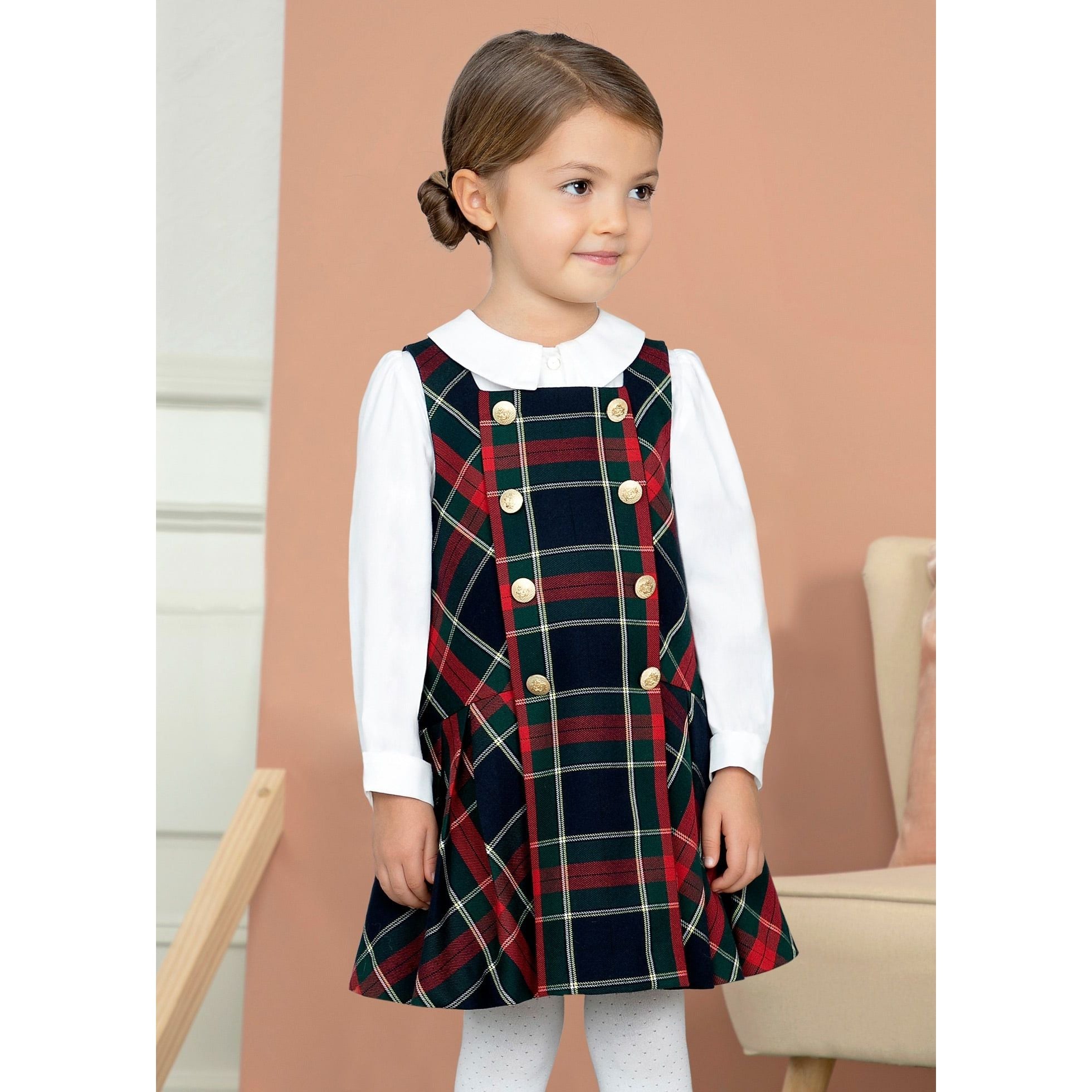 Girls Tartan Plaid Jumper