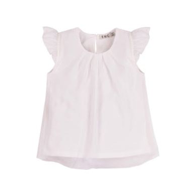 Girls Ruffle Sleeveless White Tee