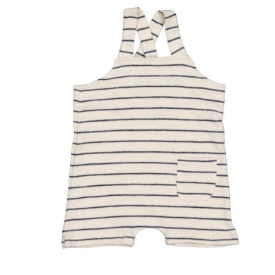 Navy/White Stripe Fleece Romper