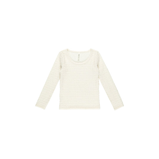 TEXTURED LONG SLEEVE TOP || IVORY