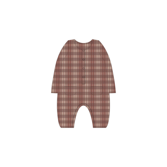 LONG SLEEVE WOVEN JUMPSUIT || AUTUMN PLAID