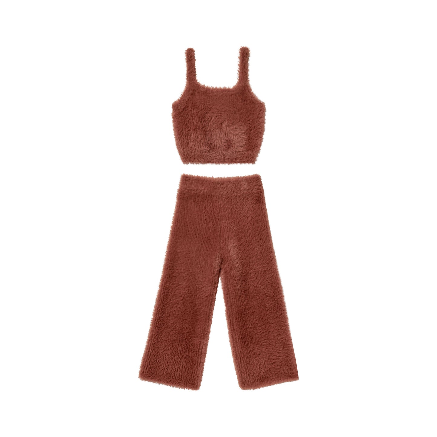 FUZZY KNIT SET || BRICK