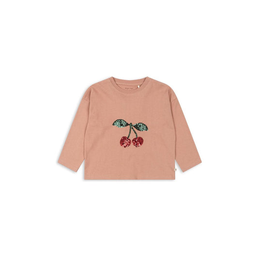 Long Sleeve Tee w/Sequin Cherries