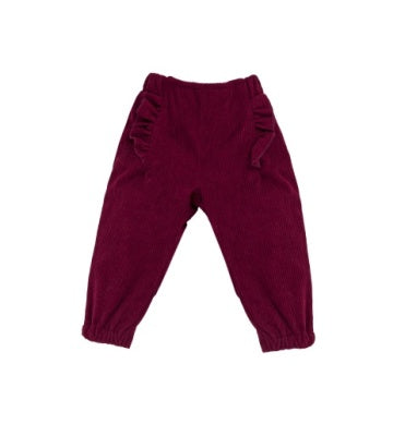 GIRLS RUFFLE FRONT CORDUROY PANTS