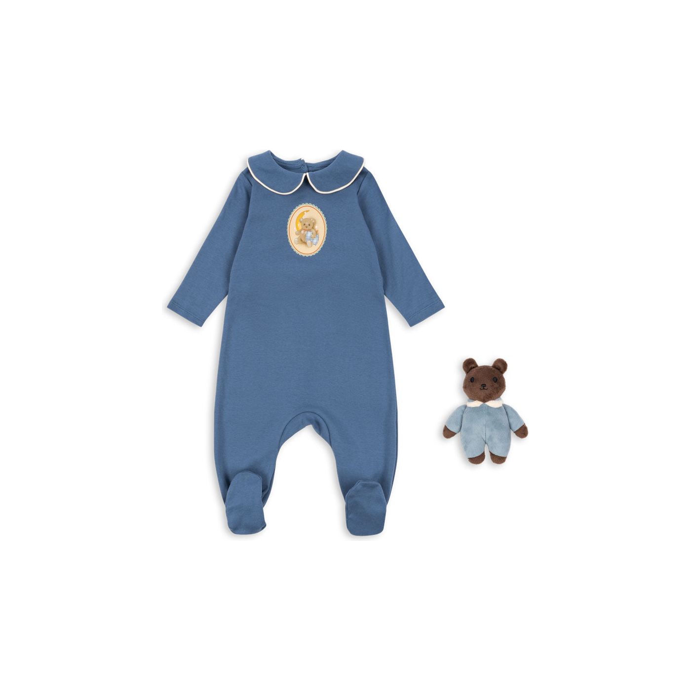 FOOTED PLAYSUIT AND BEAR GIFT SET