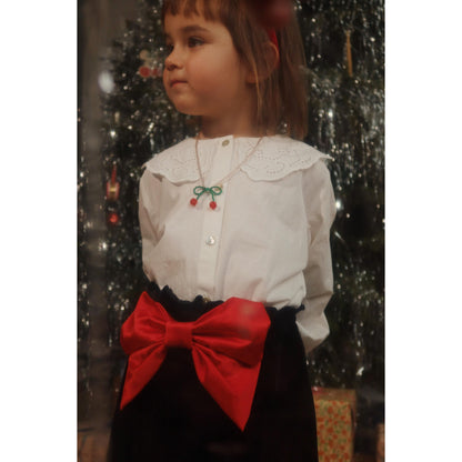 Black Velvet Skirt w/Red Bow