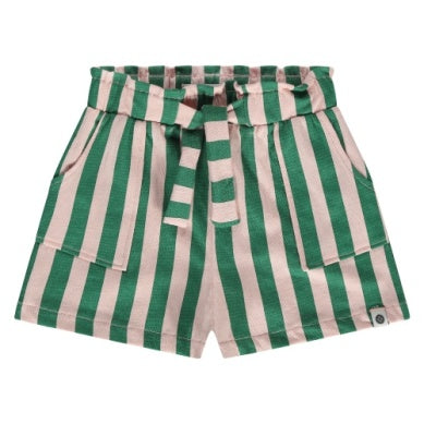 Girls Off White/Green Stripe Short