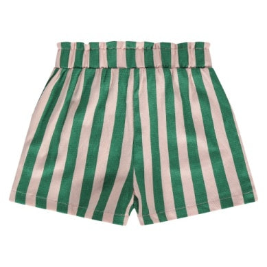 Girls Off White/Green Stripe Short