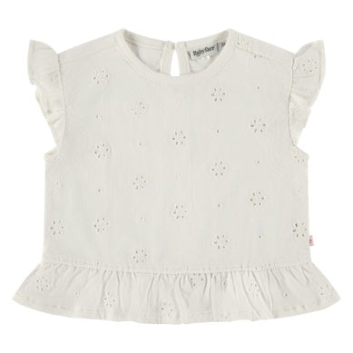 Baby Girls White Eyelet Sleeveless Shirt