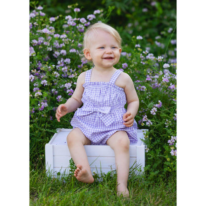 SUPER BLOOM ROMPER Purple Gingham