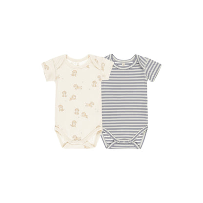 SS BODYSUIT, 2 PACK and PANT || PUPPIES, SKY MICRO STRIPE