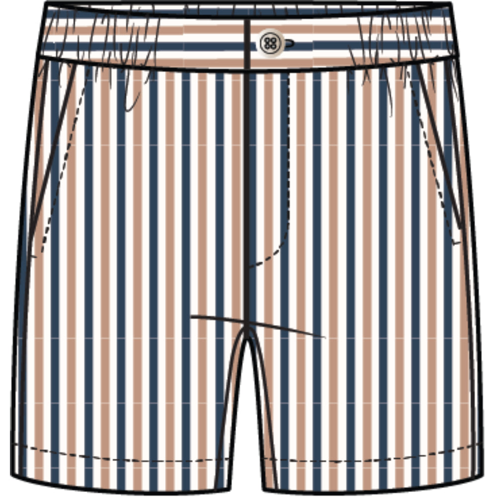 Rosewood & Navy Striped Seersucker Shorts