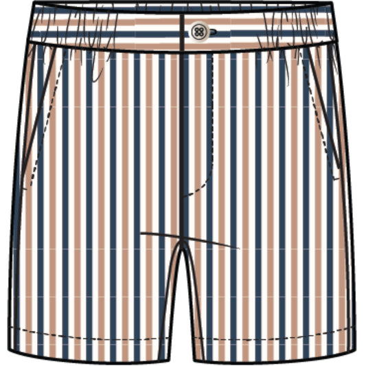 Rosewood & Navy Striped Seersucker Shorts