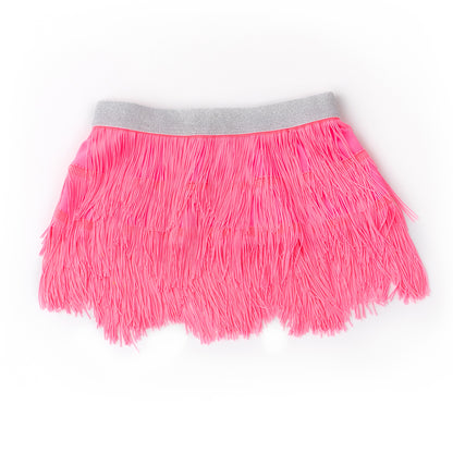 fringe skirt - hot pink