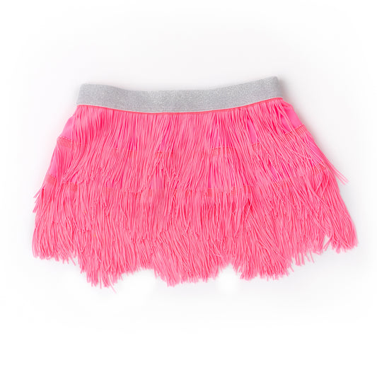 fringe skirt - hot pink