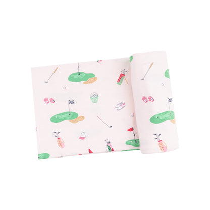 Golf Things Pink Swaddle Blanket