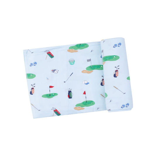 Golf Things Blue Swaddle Blanket