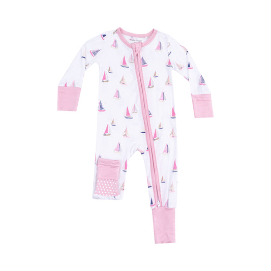 Sailboats Pink 2 Way Zipper Romper