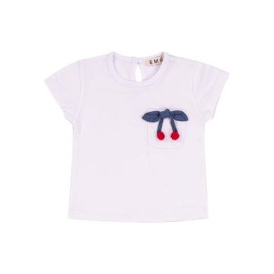 GIRLS TEE W/CHERRY APPLIQUE