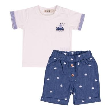 STRETCH JERSEY AND CHAMBRAY SET