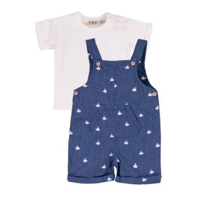 TEE AND SHORT OVERALL CHAMBRAY SET