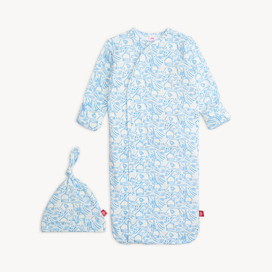 BLUE HERDS OF A FEATHER MODAL GOWN+HAT