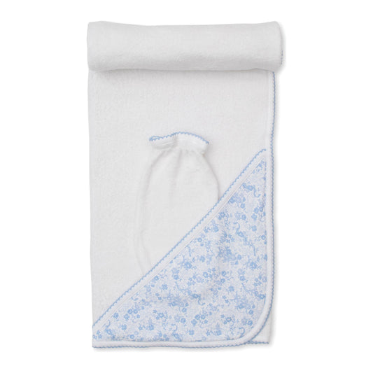 Old English Rose Hooded towel w/ mitt set