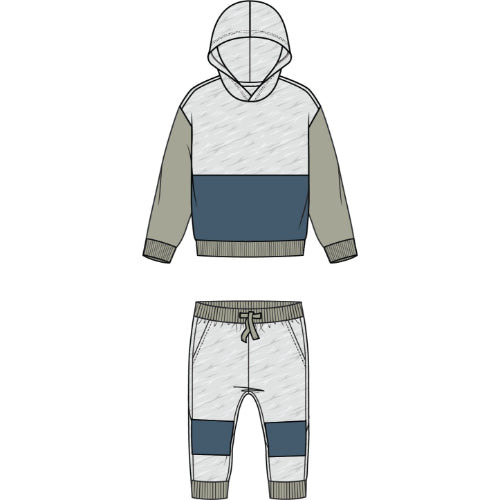 L/S HOODED SWEATSHIRT AND PANT KNIT-HEATHER GREY LT.