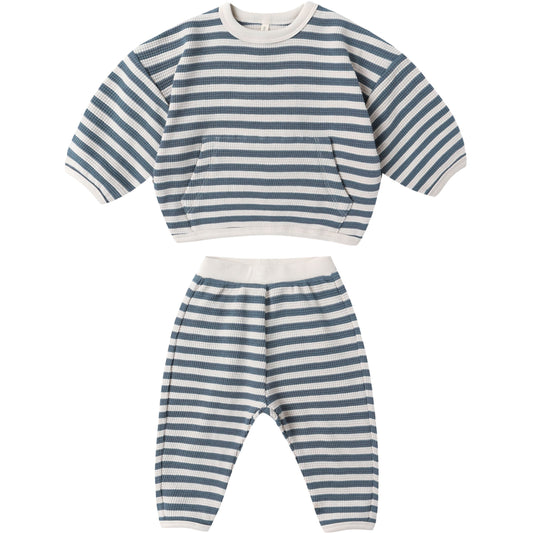 WAFFLE SLOUCH SET || OCEAN STRIPE