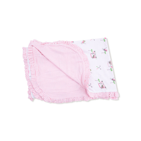Baby Golf Carts - Pink - Ruffle Blanket