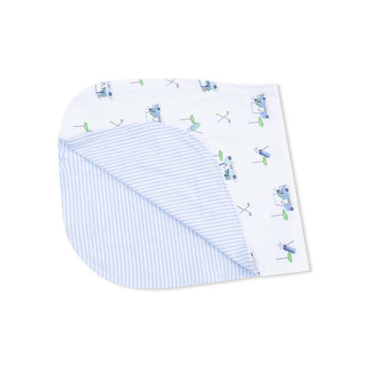 Baby Golf Carts - Blue - Stripe 2 Ply Burp Cloth w/ Binding
