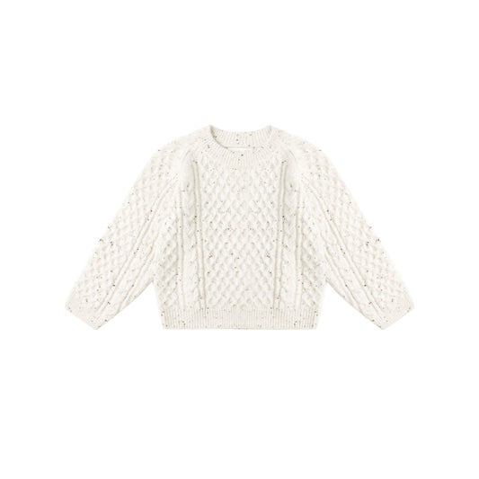 CABLE KNIT SWEATER || NATURAL SPECKLED