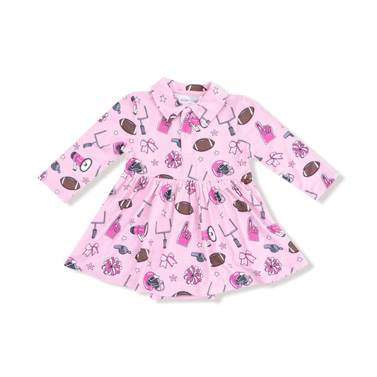 Game Day - Pink - L/S Polo Bodysuit Dress