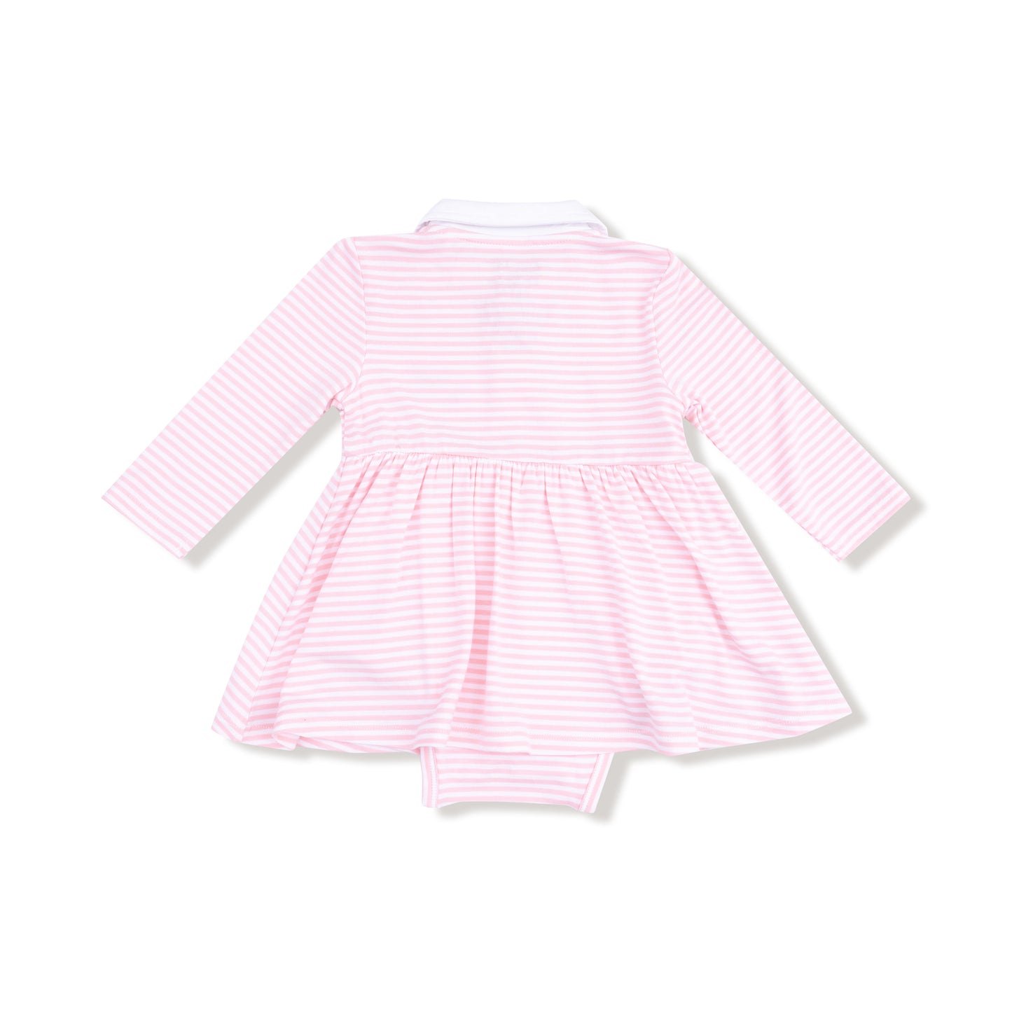 Baby Golf Carts - Pink - L/S Polo Bodysuit Dress w/ Golf Cart Embroidery